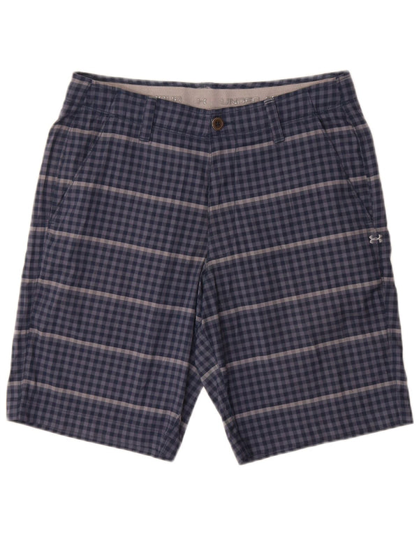 Under Armour Mens Chino Shorts W32 Poliéster Gingham Azul Médio