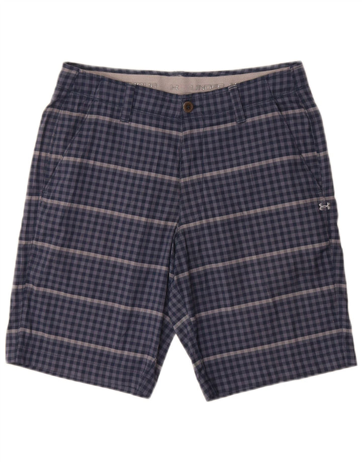 Under Armour Mens Chino Shorts W32 Poliéster Gingham Azul Médio