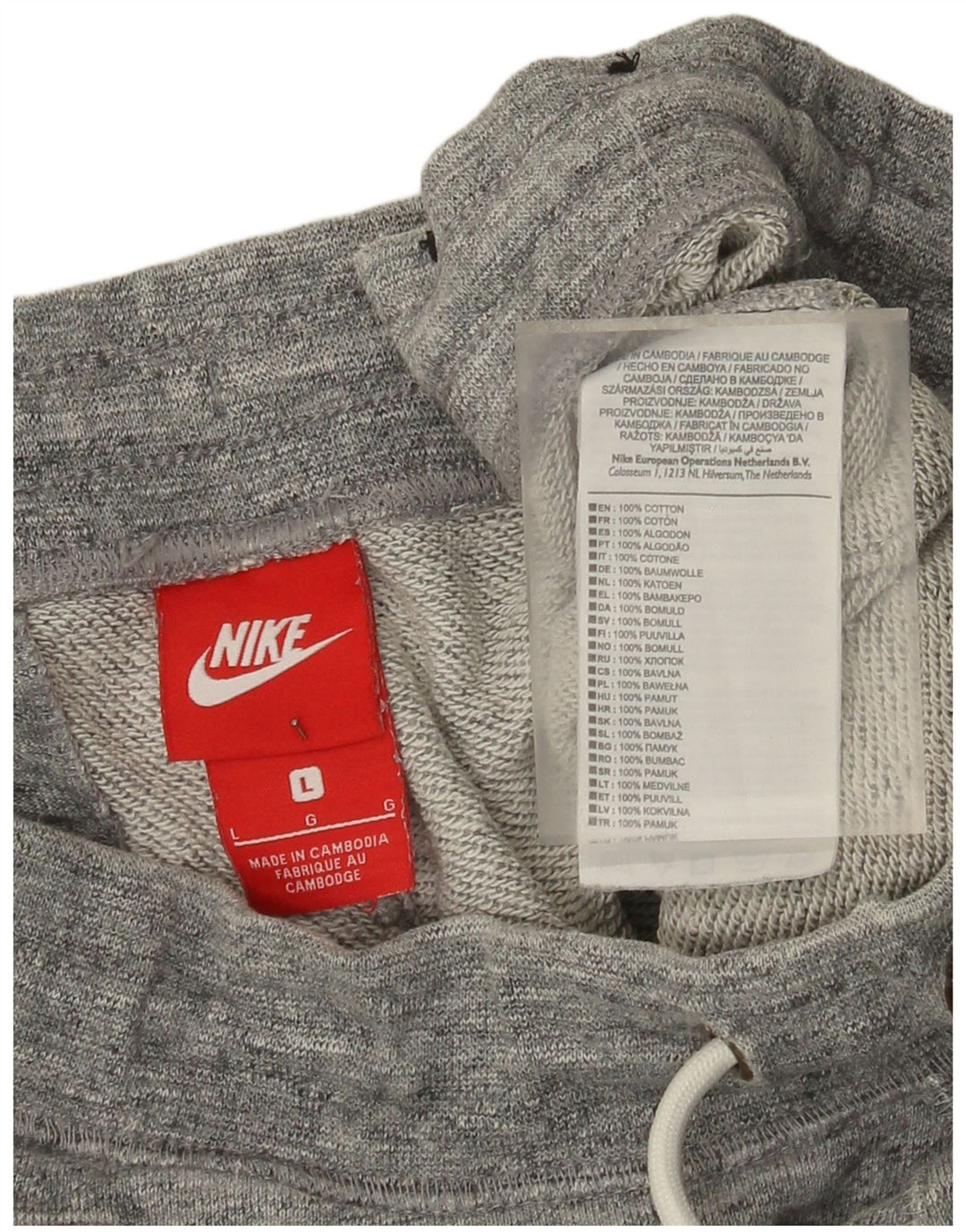 Shorts esportivos masculinos Nike grandes algodão manchado cinza