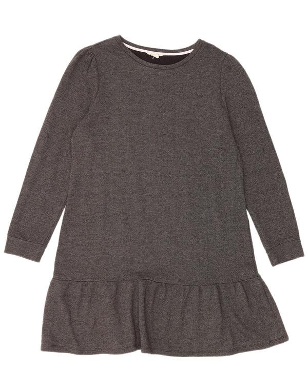 Vestido feminino de manga comprida White Stuff UK 14 algodão cinza grande