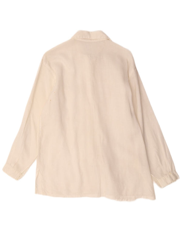 Blusa feminina vintage UK 16 grande floral branca