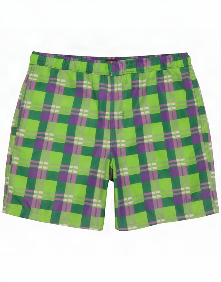 Shorts de natação masculino Pierre Cardin Poliéster xadrez verde médio