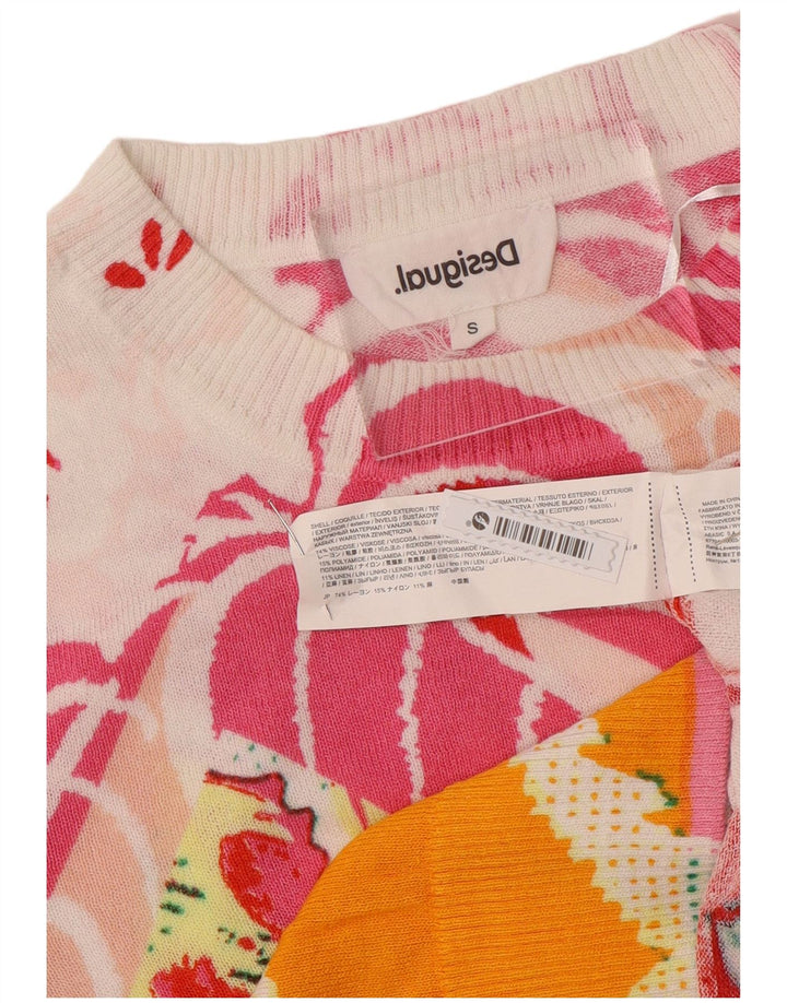 Suéter feminino Desigual com gola redonda e 10 pequenos florais multicoloridos