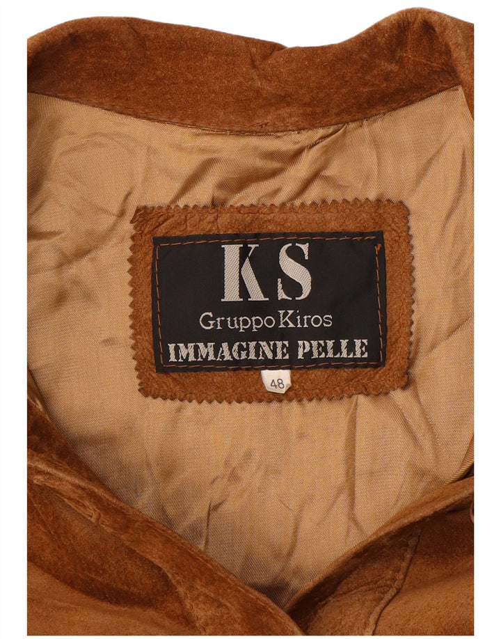 Sobretudo feminino de camurça KIROS IT 48 XL couro bege