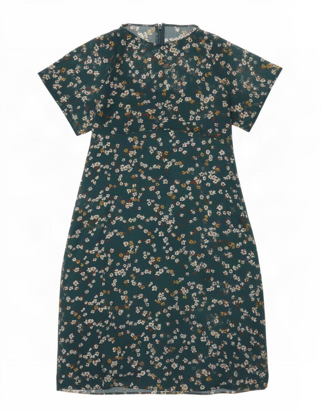 Vestido feminino Marks & Spencer A-Line UK 10 pequeno poliéster floral verde
