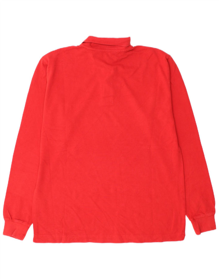 Camisa polo masculina de manga comprida Kappa médio algodão vermelho