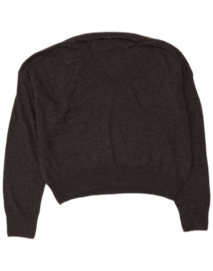 ZARA Suéter feminino oversized com decote em V Reino Unido 10 pequeno cinza viscose