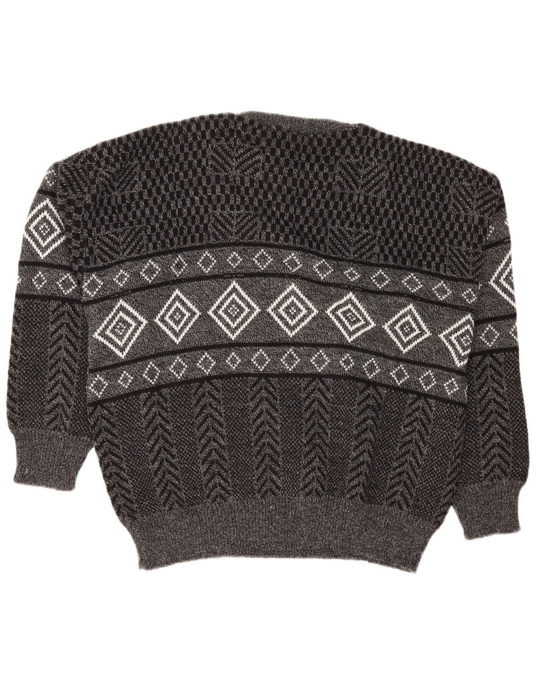 Suéter vintage masculino com gola redonda, grande cinza argyle/acrílico diamante