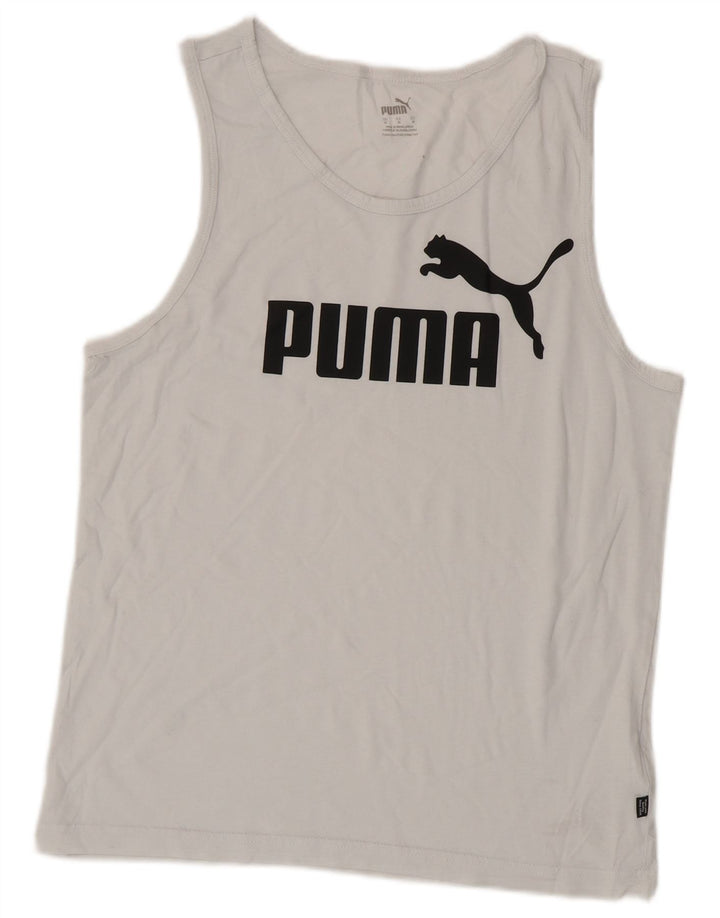 Puma Womens Graphic Vest Top UK 14 Médio Algodão Branco