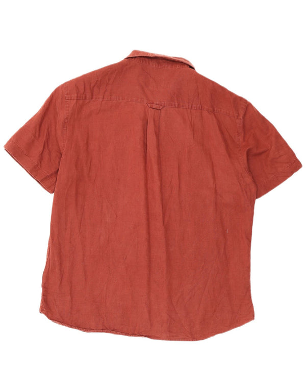 Zara Camisa masculina de manga curta e ajuste relaxado grande Borgonha