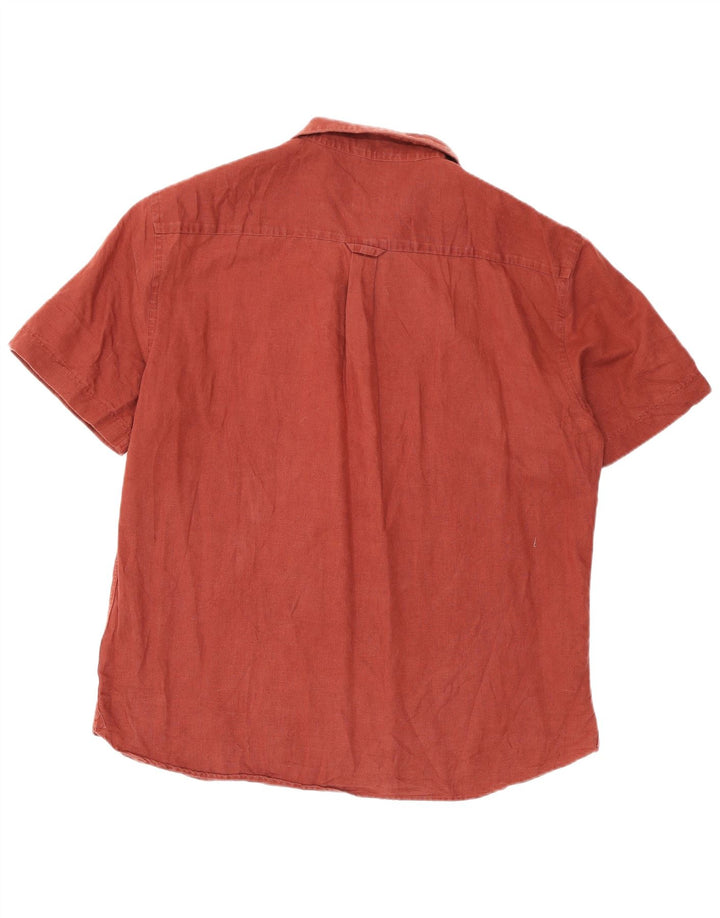 Zara Camisa masculina de manga curta e ajuste relaxado grande Borgonha