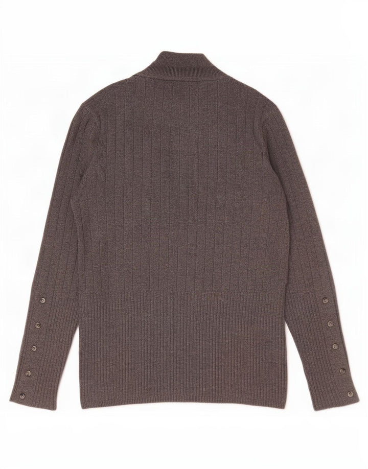 Suéter feminino Marks & Spencer com gola tartaruga Reino Unido 12 viscose cinza médio