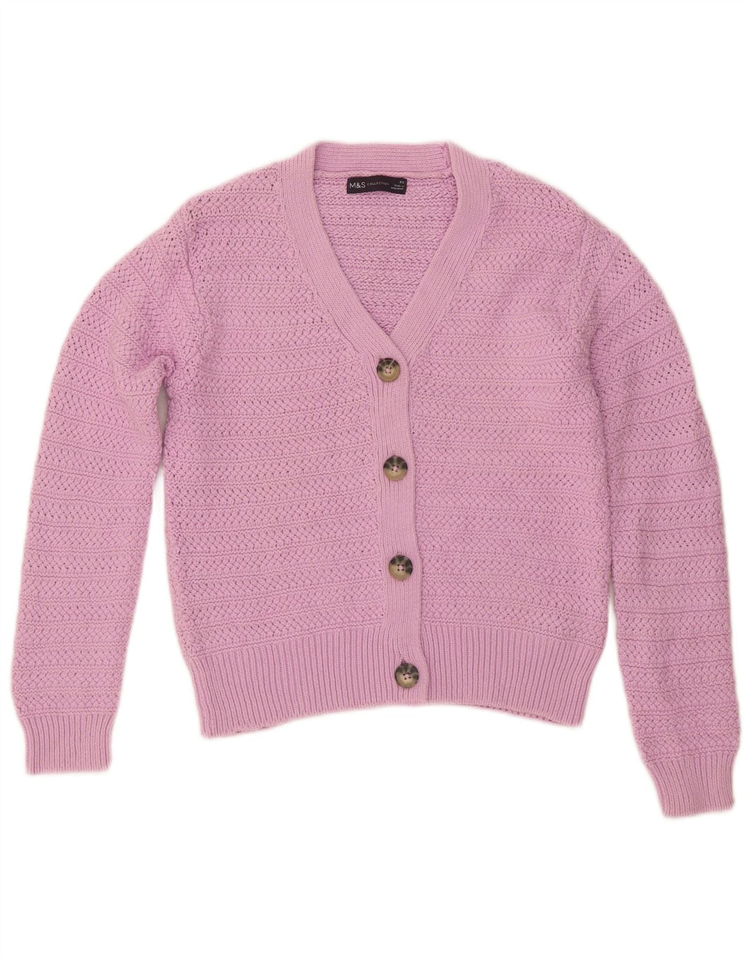 Suéter cardigã feminino oversized MARKS & SPENCER Reino Unido 6 XS roxo