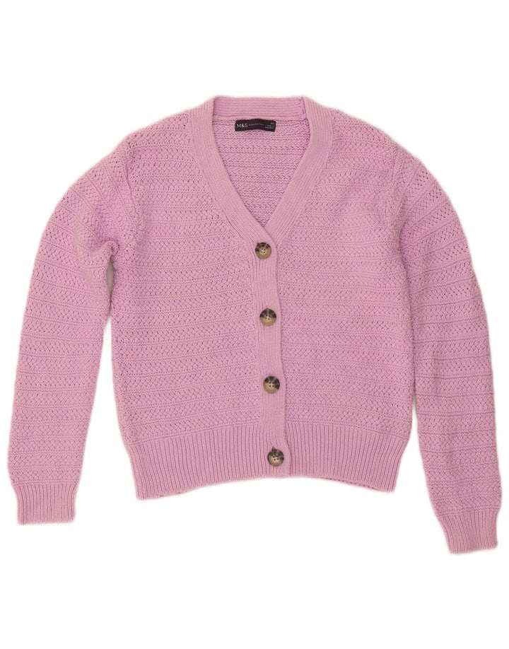 Suéter cardigã feminino oversized MARKS & SPENCER Reino Unido 6 XS roxo