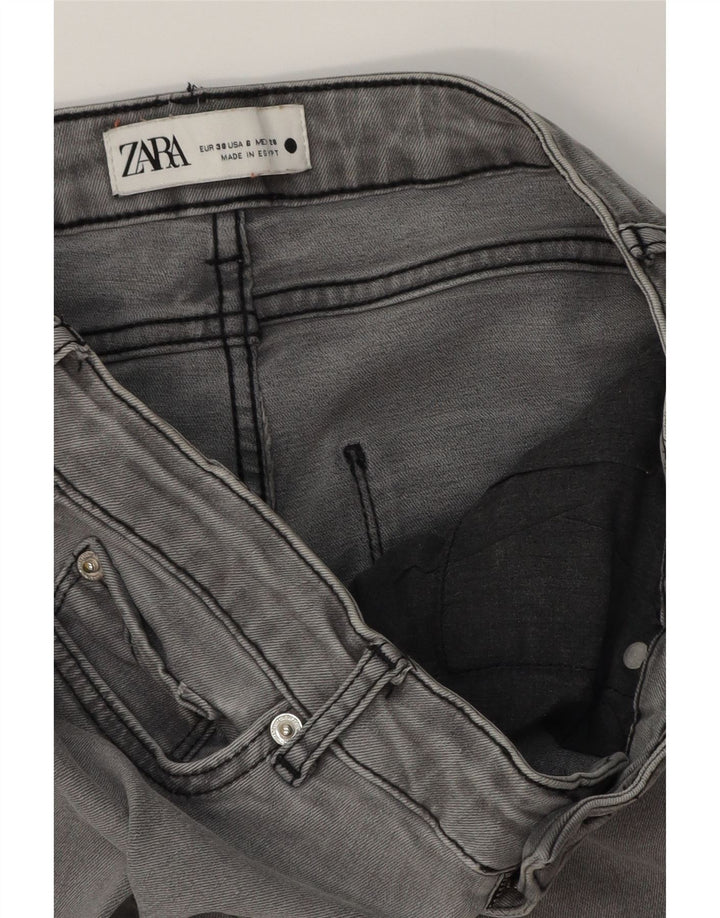 ZARA Jeans feminino queimado EU 38 pequeno W28 L32 cinza