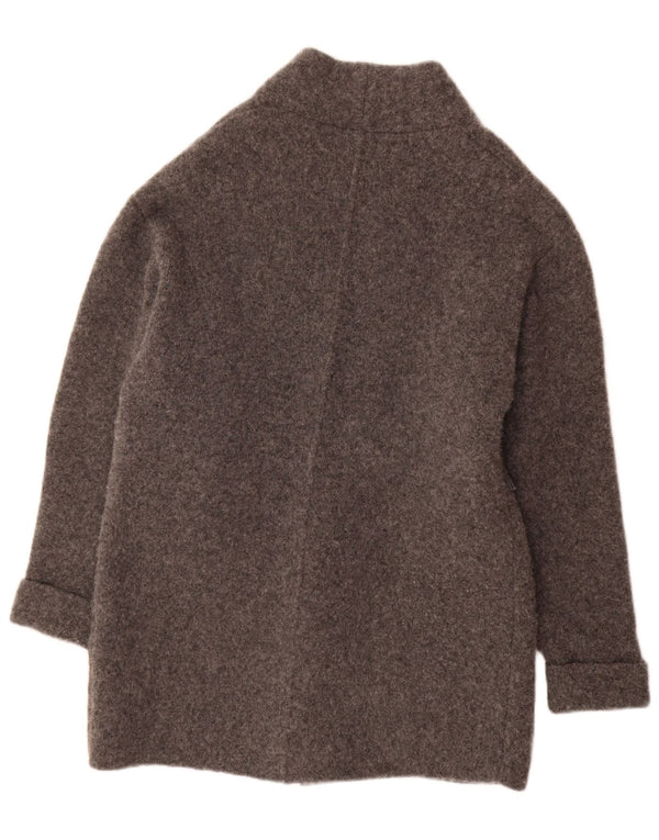 Zara Suéter feminino oversized longline aberto cardigan Reino Unido 10 lã cinza pequena