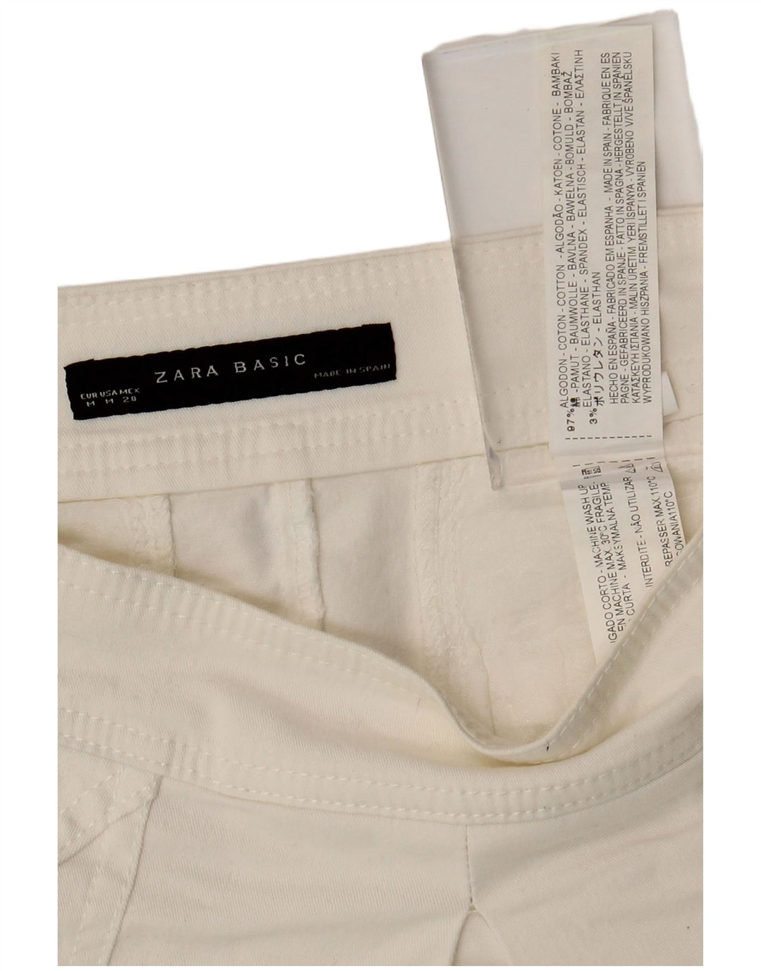 Saia feminina Zara A-Line médio W28 algodão branco
