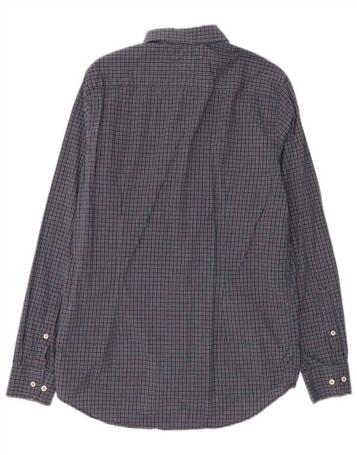 Tommy Hilfiger Camisa masculina Slim Fit grande algodão xadrez azul marinho