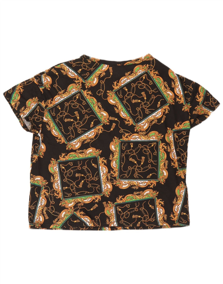 Camiseta feminina grande Zara UK 10 pequena preta Paisley