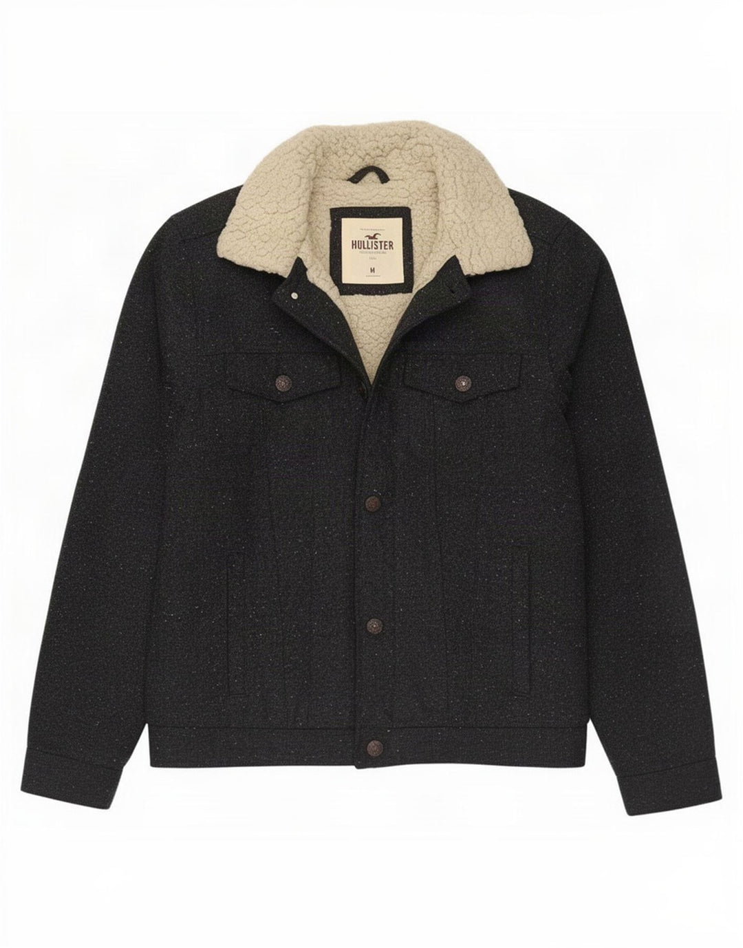 Jaqueta masculina Sherpa Hollister UK 38 poliéster cinza médio
