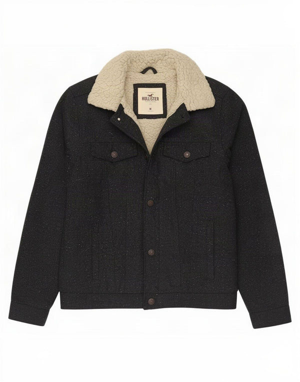 Jaqueta masculina Sherpa Hollister UK 38 poliéster cinza médio