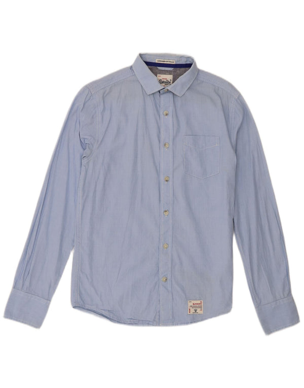 Camisa masculina Superdry algodão azul médio