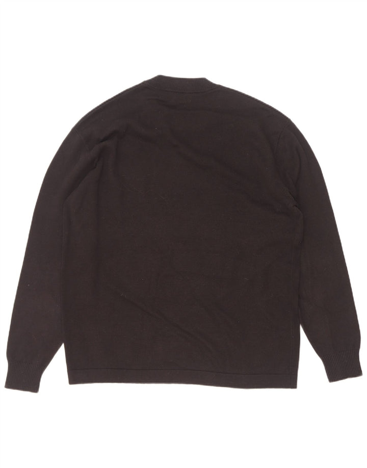Zara Suéter masculino com gola redonda e algodão preto pequeno