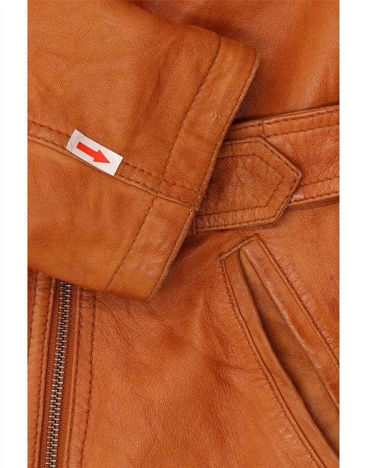 Jaqueta de couro feminina Yessica UK 20 2XL couro marrom