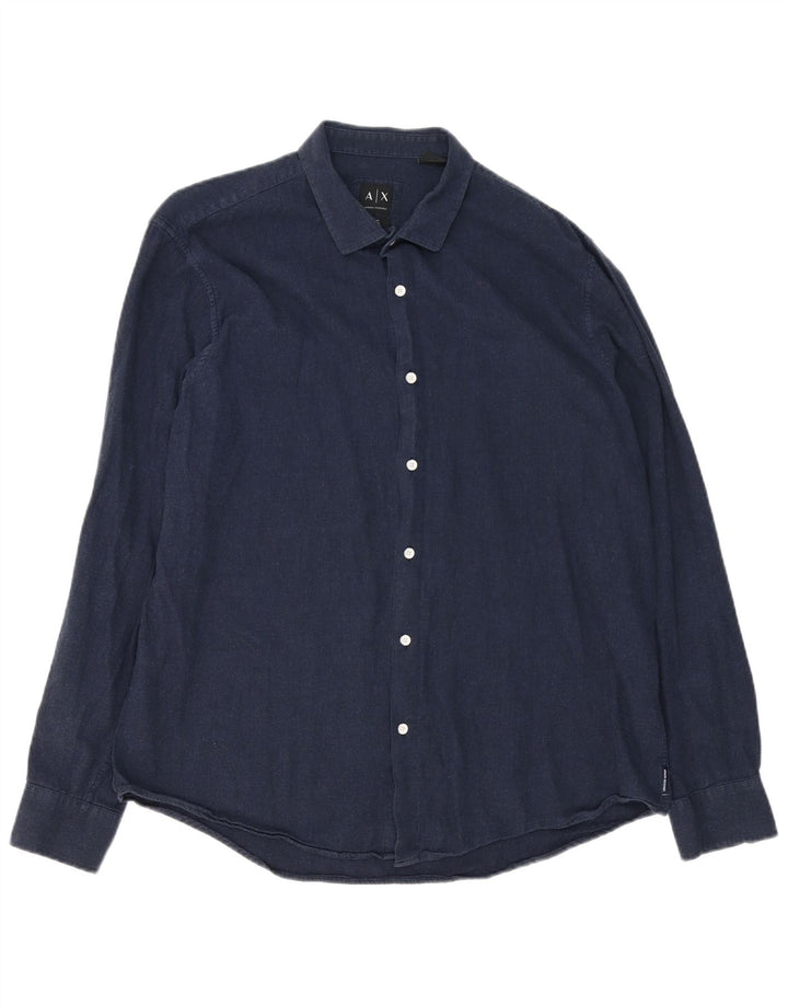 Camisa masculina Armani Exchange XL azul marinho algodão