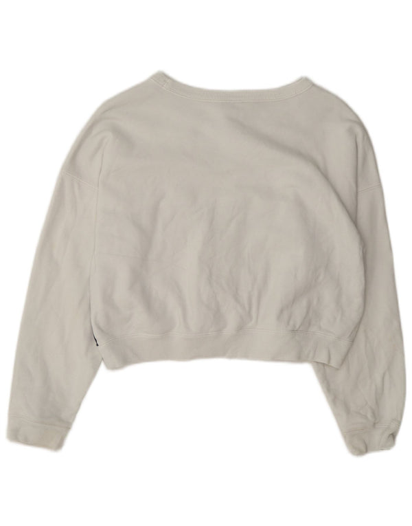 Campeão feminino oversized crop moletom jumper UK 10 pequeno branco