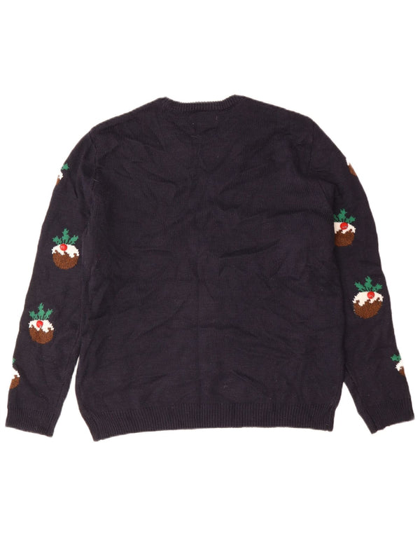 Marks & Spencer Womens Crew Neck Jumper Sweater UK 16 Large Navy Blue