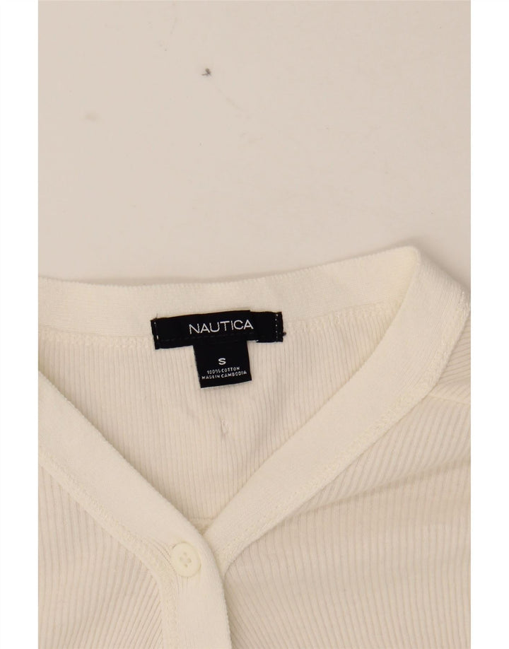 NAUTICA Womens Cardigan Sweater UK 8 Small White Cotton Vintage Nautica and Second-Hand Nautica from Messina Hembry 