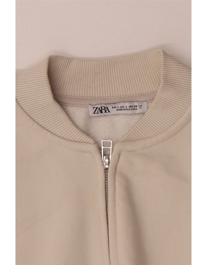 Zara Womens Oversized Tracksuit Top Jacket Reino Unido 16 Grande Bege