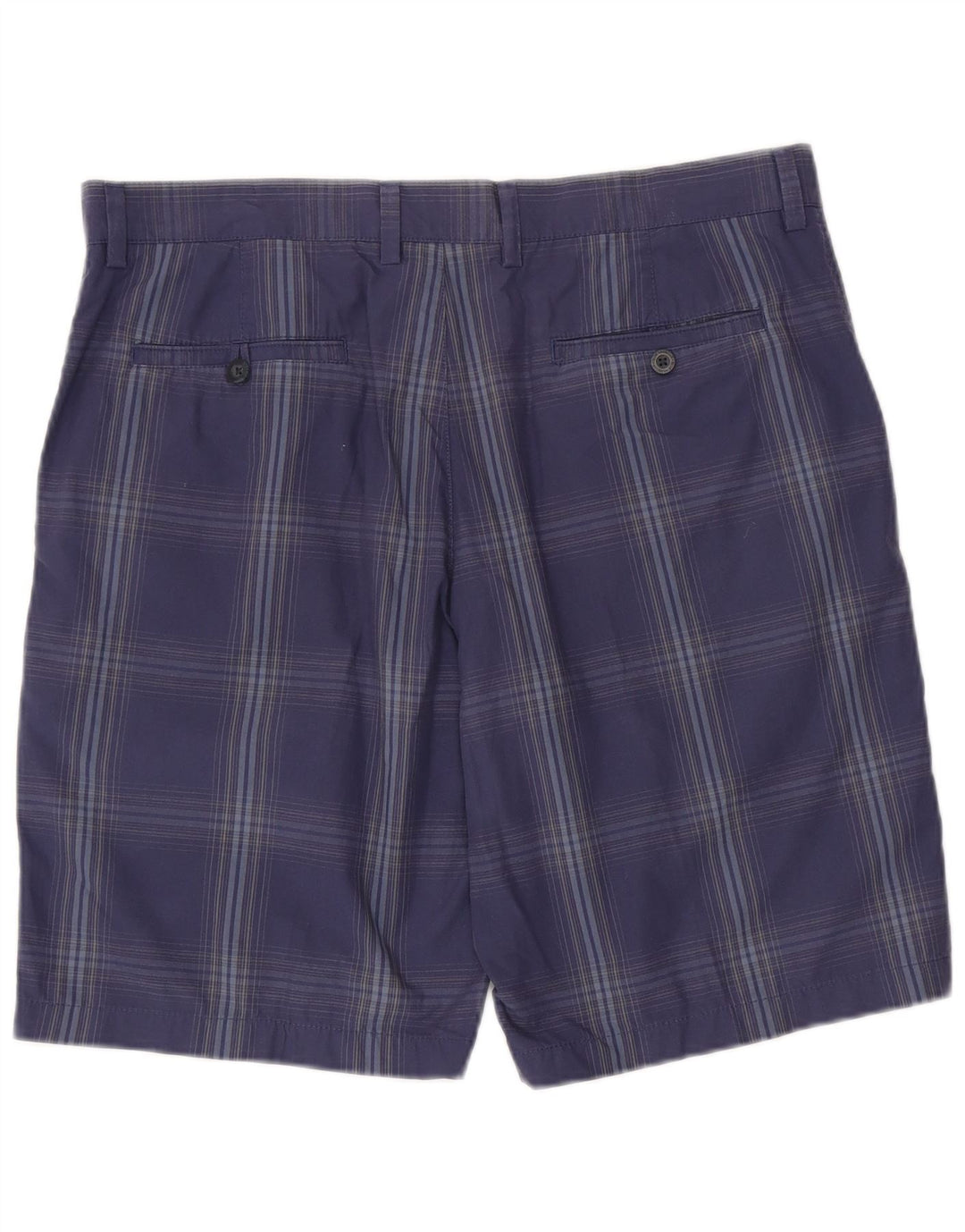 Shorts chino masculino Marks & Spencer W36 grande algodão xadrez azul