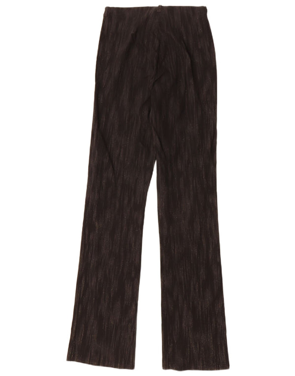 Calça casual feminina vintage bootcut UK 8 pequena W26 L31 preta listrada