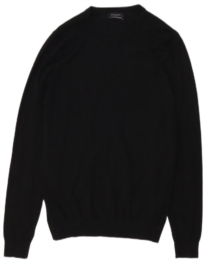 Suéter masculino ZARA com gola redonda e viscose preta pequena