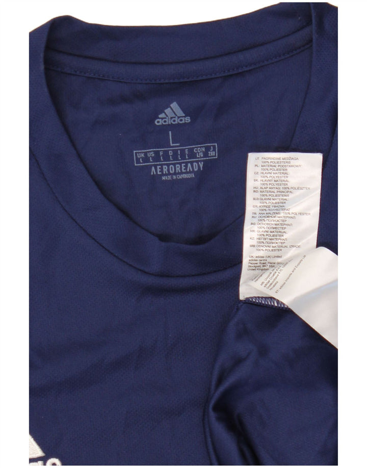 Camiseta Masculina Adidas Aeroready Tamanho Large Azul Marinho Poliéster