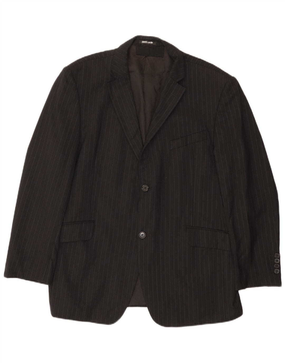 Jaqueta blazer masculina PIERRE CARDIN com 2 botões Reino Unido 38 risca de giz preta média