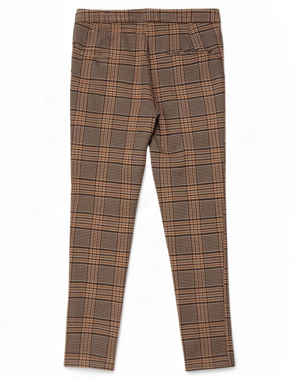 Zara Calça Chino Feminina Slim Fit Médio W28 L27 Cinza Xadrez Viscose