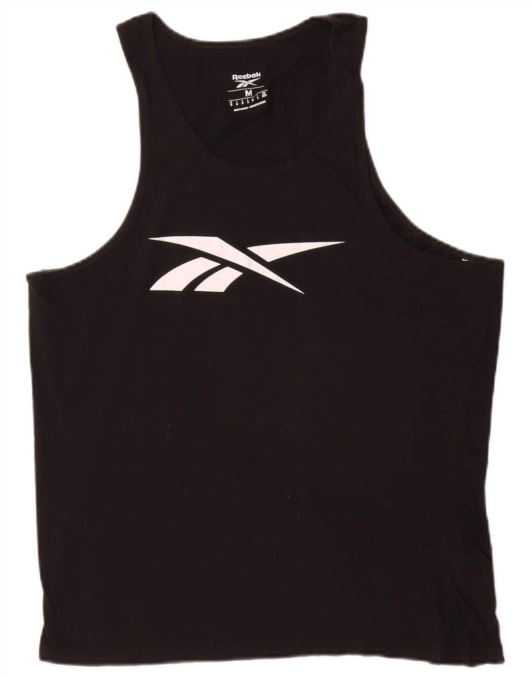 Reebok Mens Graphic Vest Top Médio Algodão Preto