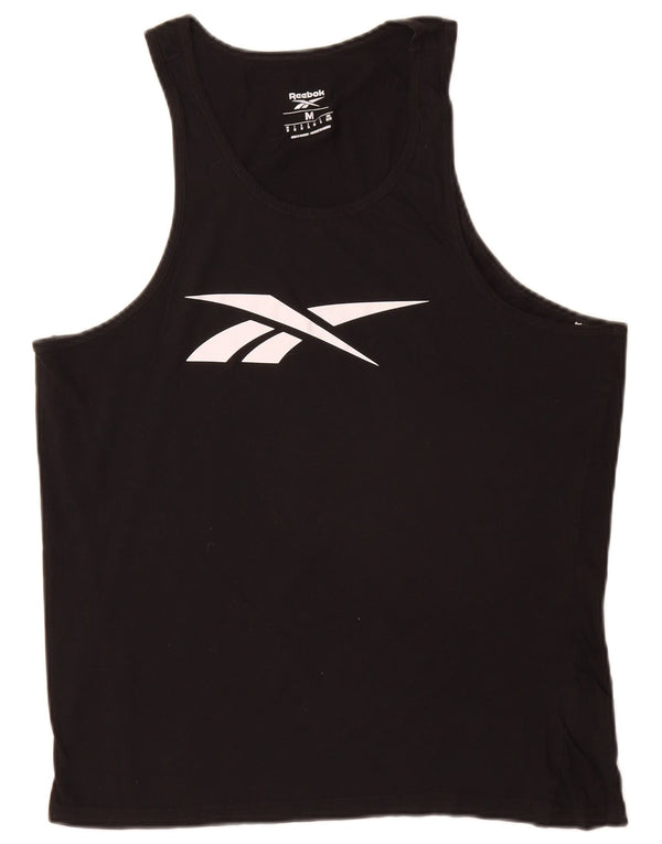 Reebok Mens Graphic Vest Top Médio Algodão Preto