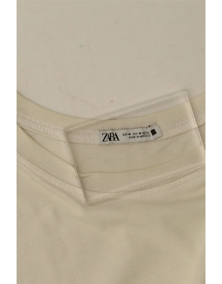 Camiseta feminina ZARA UK 12 médio branco