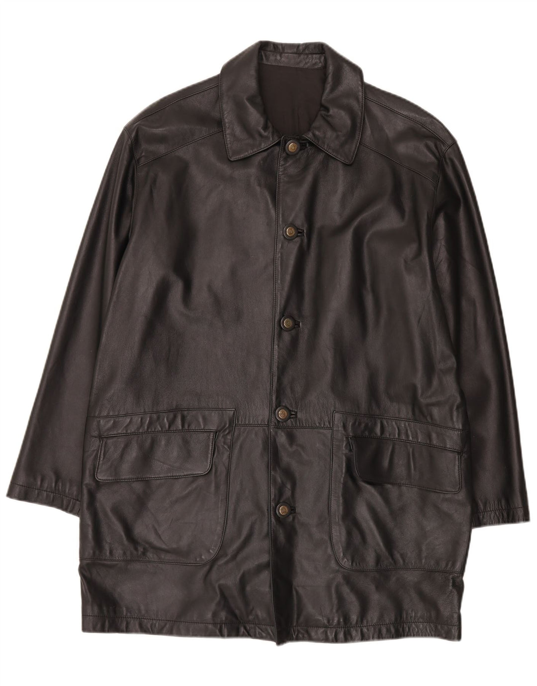 Casaco de couro masculino vintage IT 50 grande preto