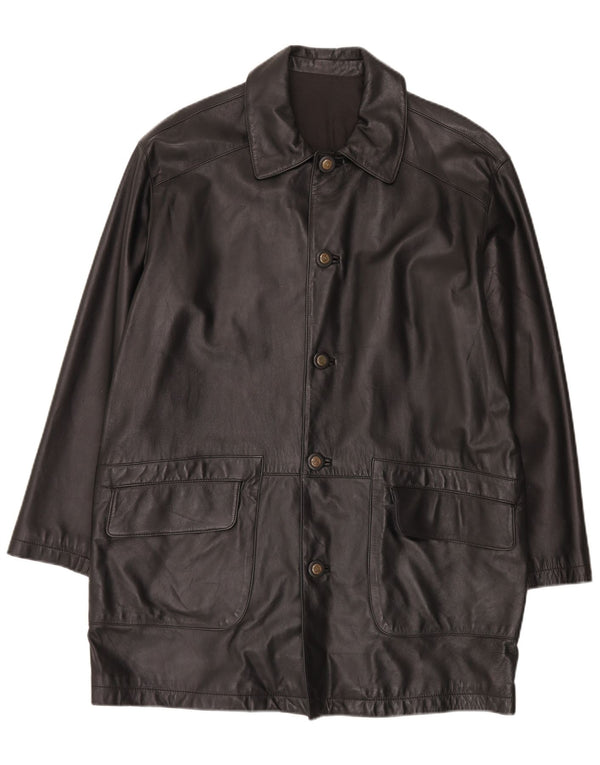 Casaco de couro masculino vintage IT 50 grande preto
