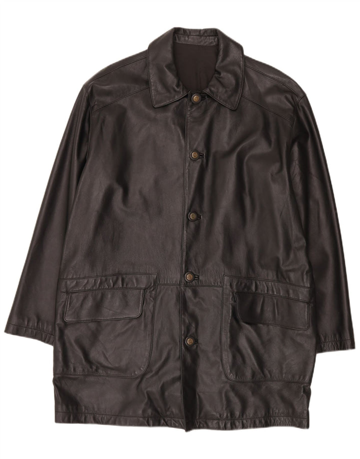Casaco de couro masculino vintage IT 50 grande preto