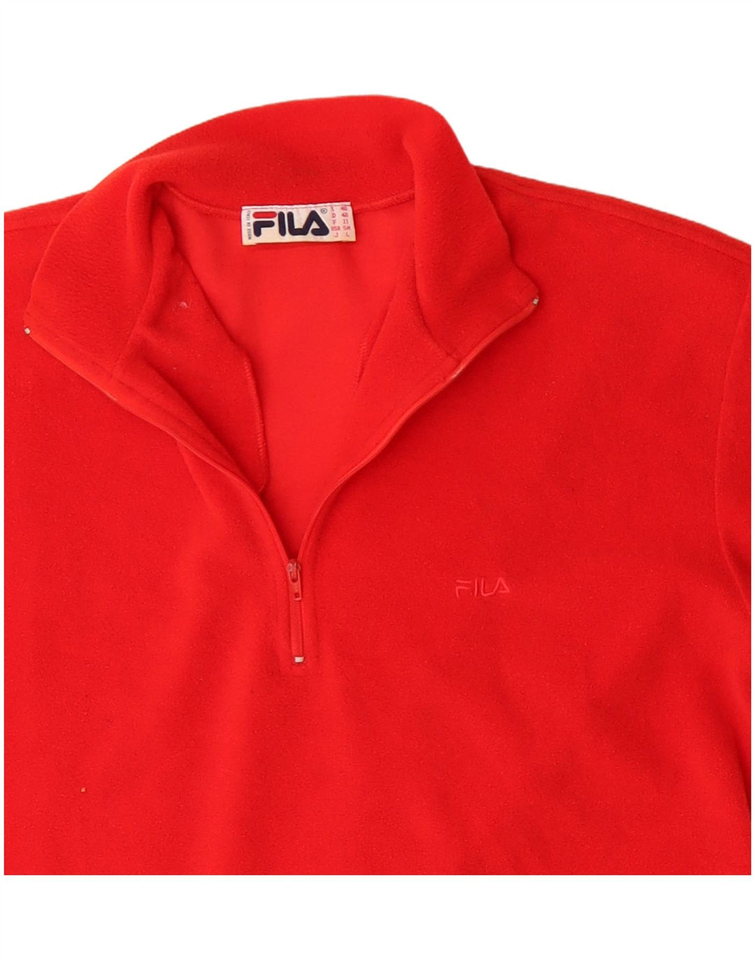 Fila Mens Zip Neck Fleece Jumper IT 48 Médio Poliéster Vermelho