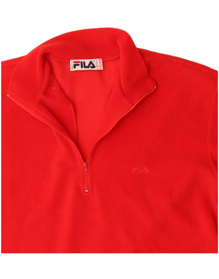 Fila Mens Zip Neck Fleece Jumper IT 48 Médio Poliéster Vermelho