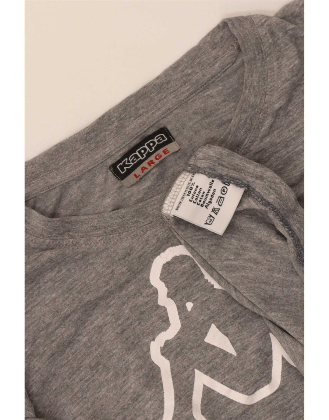Camiseta gráfica masculina Kappa Top grande algodão manchado cinza