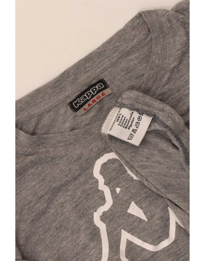 Camiseta gráfica masculina Kappa Top grande algodão manchado cinza