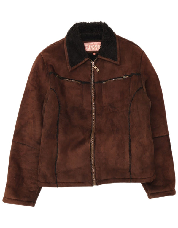 Blend Of America Mens Sherpa Jacket UK 40 Grande Poliéster Marrom